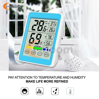 CH914 Светодиодный Цифровой Дисплей, Электронный Измеритель Температуры И Влажности, Высокоточный Внутренний Ночник, Сенсорная Регулировка Экрана