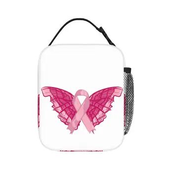Розовая лента для повышения осведомленности о раке молочной железы, изолированные сумки для ланча, сумки для пикника, Термосумка для ланча, сумка для ланча для женщин, работы, детей, школы