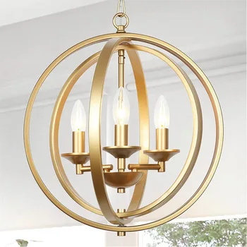 Золотая люстра с 3 лампами, Подвесные светильники в виде глобуса, Подвесной светильник в столовой для кухни, столовой, гостиной, Спальни