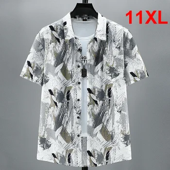 Гавайские мужчины Плюс 10XL Пляжные хип-хоп модные Летние Рубашки с коротким рукавом Мужские Большого размера 11XL