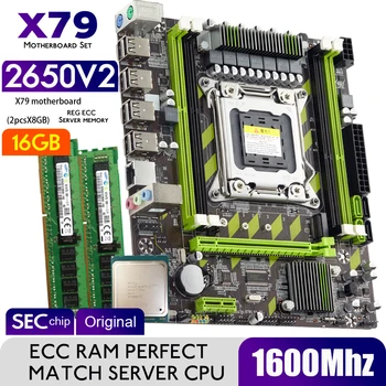 Материнская плата Atermiter X79 с процессором XEON E5 2650 V2 2* 8 ГБ = 16 ГБ DDR3 1600 МГЦ REG ECC RAM Memory Combo Kit Комплект NVME SATA Сервер
