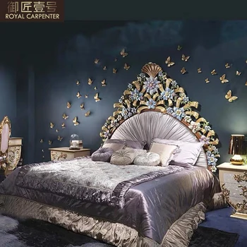 Итальянская роскошная европейская кровать из массива дерева главная спальня 1,8-метровая двуспальная кровать Французская 1,5-метровая кровать принцессы