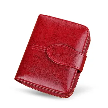 Модный женский кошелек из натуральной кожи, женский кошелек с застежкой-молнией, дизайнерский карман для монет, держатель для карт, кошелек, красные, черные кошельки для женщин