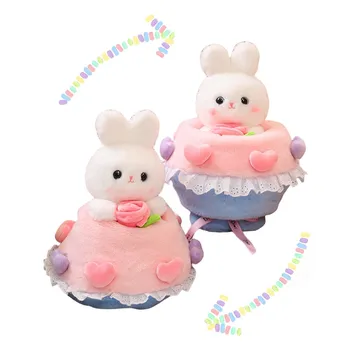 30-Сантиметровая забавная кукла-кролик, плюшевая игрушка, мягкий букет, Кролик, превращающийся в юбку для торта, Кролик, свадебный подарок на День Святого Валентина для девочек в стиле Деко