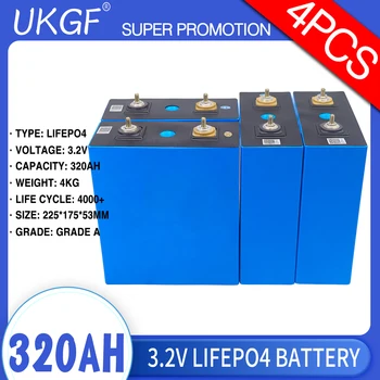 Быстрая доставка 4шт литий-железо-фосфатный аккумулятор LiFePO4 3,2 В 320 Ач Можно объединить в аккумуляторные элементы емкостью 12 В 24 В 320 Ач