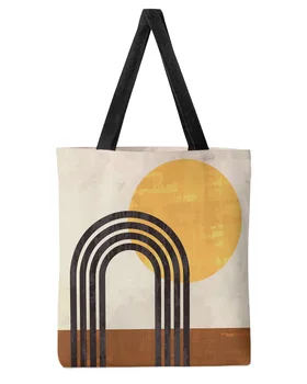 Абстрактная Солнечная радуга Середины века, женская сумка для покупок большой емкости, студенческие сумки на плечо многоразового использования