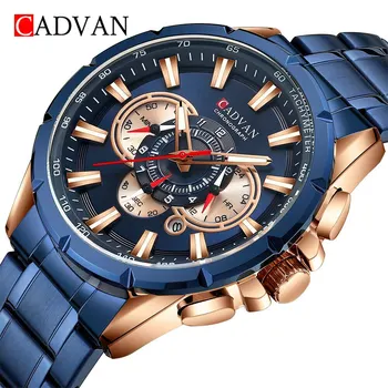 Мужские часы CADVAN, лучший бренд класса Люкс, кварцевые мужские часы с хронографом, водонепроницаемые спортивные наручные часы, мужские часы из нержавеющей стали