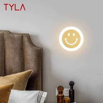 TYLA Creative Smiley Style Sconce Light Современный Латунный Настенный Светильник LED 3 Цвета для Домашнего Декора Спальни