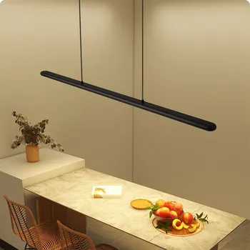 Современная светодиодная подвесная лампа с длинной полосой для обеденного стола, барной стойки, кухни, спальни, Люстра, освещение для домашнего офиса, Декор 031-T