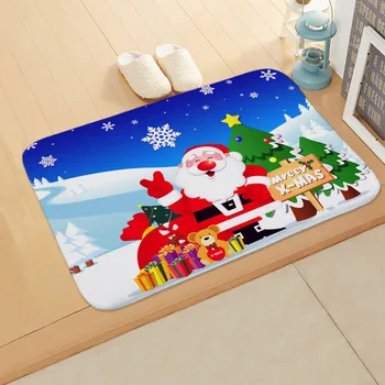 Коврик для пола с рисунком Санта-Клауса, Прямоугольный Фланелевый ковер, Домашний коврик для гостиной Спальни, Мягкий Нескользящий коврик