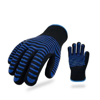 1 пара силиконовых перчаток для барбекю Высокая термостойкость, защита от ошпаривания 500 Градусов Теплоизоляция для барбекю Перчатки для микроволновой печи