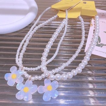Ожерелье с цветочным шармом и бусинами из смолы для женщин, Праздничные украшения, подарок для женщин и девочек, 40 ГБ