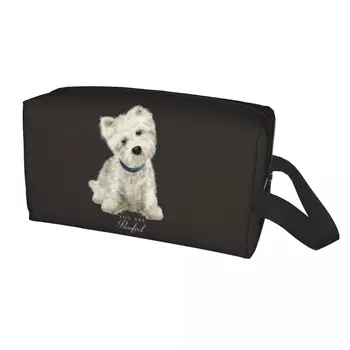 Симпатичная сумка для туалетных принадлежностей для собак Вест Хайленд Уайт Терьер Westie Puppy Makeup Косметический органайзер для хранения женской косметики Dopp Kit Case