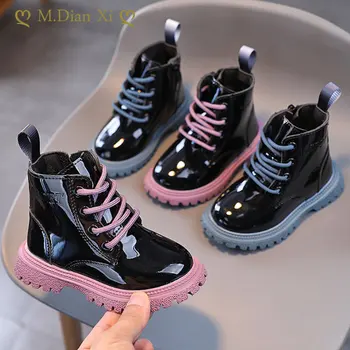 Высококачественные детские ботинки на платформе, красочные шнурки, удобные ботинки для маленьких девочек, Весенне-осенняя детская обувь, Модные ботинки для мальчиков