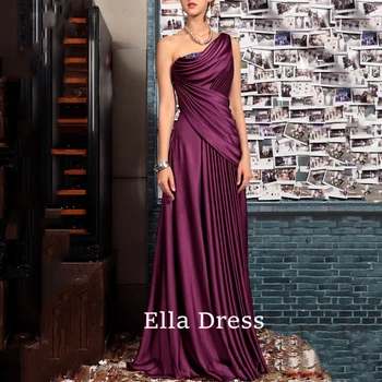 Элегантное фиолетовое атласное плиссированное длинное вечернее платье Ella трапециевидной формы на одно плечо, вечернее платье в пол на заказ, подходящее для женщин