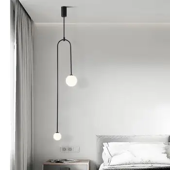 Прикроватная тумбочка в скандинавском стиле для спальни, ресторан, подвесной светильник, бар, простая фоновая стена для гостиной, креативный стеклянный шар, латунная лампа