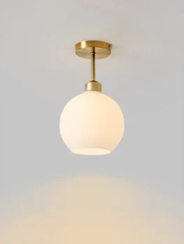 Современный потолочный светильник с белым стеклянным шаром Nordic creative E27 led для спальни, кухни, коридора, лестницы, балкона, светильник