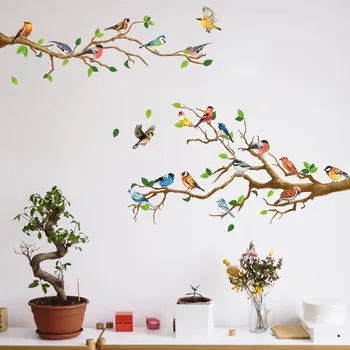 Наклейки на стену с мультяшными птицами, Детская комната, Виниловая наклейка 