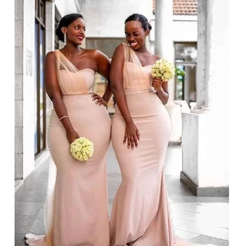 2023 Платья подружек невесты на одно плечо Русалка на заказ Плюс Размер Длинное свадебное платье для гостей для женщин Вечерние африканские платья