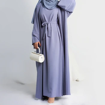 Горячее надувательство, 2 предмета, Абая, Платье-Хиджаб без рукавов, Мусульманские комплекты, Простые Открытые Абаи, Женская Дубай, Турция, Африканская исламская одежда