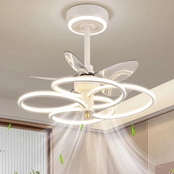 Современные потолочные вентиляторы, потолочные вентиляторы в гостиной, спальне, столовой, потолочные светильники со светодиодной подсветкой, внутреннее освещение