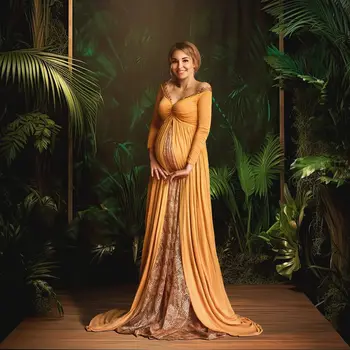 Элегантные выпускные платья с длинными рукавами для беременных, кружевной халат для фотосъемки, платья для душа ребенка