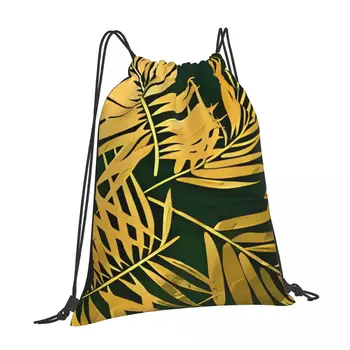 Сумка для кемпинга на открытом воздухе из черного сусального золота, мужская женская сумка на шнурке, повседневный рюкзак, велосипедная сумка