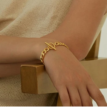 Золотой цвет, 8 мм, кубинский браслет-цепочка с переключателем, простая классическая металлическая цепочка в стиле рок-панк, женские украшения