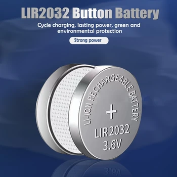 универсальная литиевая аккумуляторная батарея LIR2032 2шт, подходящая для различной бытовой электроники, часов, пульта дистанционного управления