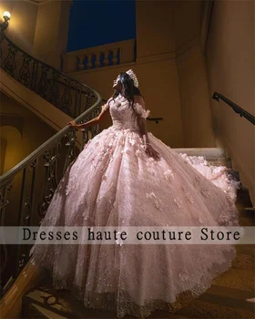 Блестящее Розовое Бальное Платье Принцессы, Пышные Платья 2023, Кружевные Аппликации, Милое 16 Платье Vestidos De 15 Años