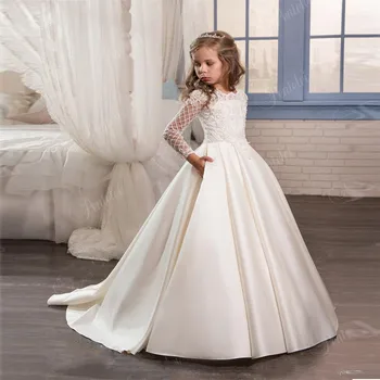 Платья для девочек с цветочным узором, кружевные платья для девочек из тюля с открытой спиной для свадьбы, винтажное детское платье принцессы для маленьких девочек