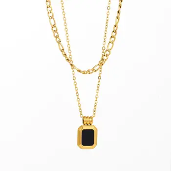 Европейский и американский стиль ins квадратное римское двухслойное ожерелье для женщин бесплатная доставка