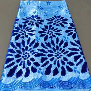 Новейшая африканская бархатная кружевная ткань bluie 2023, высококачественная популярная нигерийская шелковая ткань с лазерной вышивкой, французское платье 5 ярдов