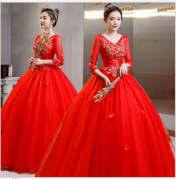 Красные роскошные пышные платья с коротким рукавом, аппликации, V-образный вырез, Vestidos 15 Anos, бальное платье, пышное платье, кружевное вечернее платье
