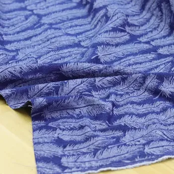 Джинсовая ткань Индиго С Синим Рисунком из перьев Жаккардовые ткани Модные брюки в стиле ретро, костюмы, Блейзер Ручной работы, Размеры 50x160 см