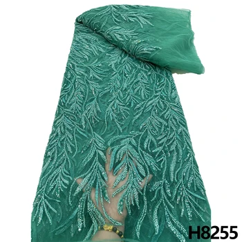 HFX 5 Размер Роскошная Африканская кружевная ткань ручной работы ручной работы, расшитая блестками, Французское тюлевое сетчатое кружевное свадебное платье H8255