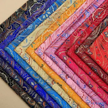 75 см Парчовая шелковая ткань для шитья, Дамасская ткань для платья, цветочный материал для рукоделия своими руками