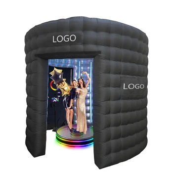 Надувная серебряная фотобудка, настенный фон для селфи-будки, квадратное круглое ограждение для фотобудки на 360 градусов для вечеринок, свадебных мероприятий.