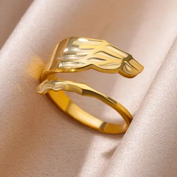 Крылья Ангела, Змеиное кольцо из нержавеющей стали для женщин, открытые кольца золотого цвета, женские винтажные украшения для вечеринок, Аксессуары для пальцев, Подарки