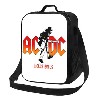 Изготовленная на заказ сумка для ланча Hells Bells AC DC, женский холодильник, термоизолированные ланч-боксы для детей школьного возраста