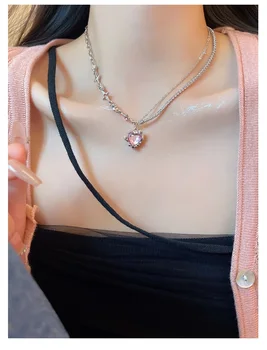 Красочное ожерелье с подвеской в форме розового сердца в стиле L Sweet Cool Подарок для девушки Милые Украшения для шеи Оптом Свадебная вечеринка