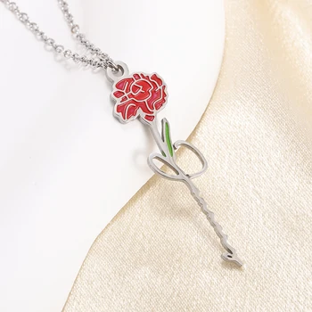 Модное ожерелье с январским цветком из нержавеющей стали для женщин, элегантные украшения для вечеринки, банкета, подарок на День рождения, аксессуары для пары