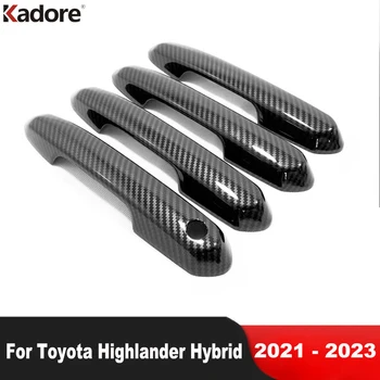 Накладка на дверную ручку Toyota Highlander Hybrid 2021 2022 2023 Аксессуары для фиксации наружных дверных ручек автомобиля из углеродного волокна
