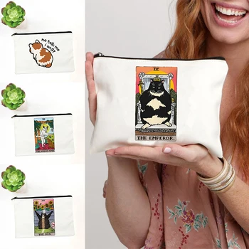 Модная косметичка с рисунком Кошки Таро, Косметичка, Органайзер для туалетных принадлежностей, косметичка для хранения, сумка для карандашей, подарок для нее