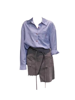Винтажные женские простые повседневные блузки в полоску с отложным воротником, Летние Элегантные офисные женские повседневные рубашки свободного кроя, уличная одежда свободного кроя