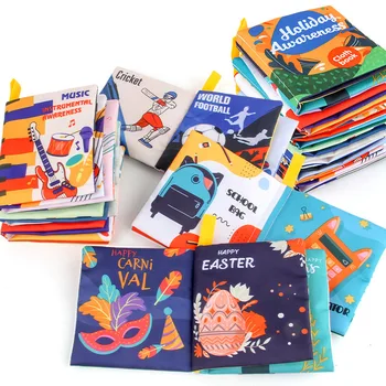 Детские тканевые книжки Монтессори с мягким звуком, тихие книжки для познания цвета ребенком, книги для раннего обучения младенцев, развивающие игрушки для малышей