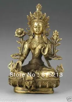 4-ручная bi00444 Тибетская бронзовая статуя Будды Кван-инь Гамбар 7 