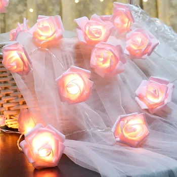 Гирляндные фонари на батарейках В помещении со светодиодной подсветкой Белые розы с теплым светом Солнечные фонари На открытом воздухе Новая мода 2023 Пейзаж
