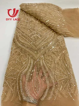 Роскошные Африканские бусины Тюлевая кружевная ткань для жениха 2023 г. Высококачественная вышивка блестками Французские Тюлевые кружева для вечернего платья Nigeiran