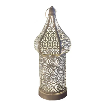 Марокканский светодиодный светильник, Полый фонарь из кованого железа, Домашний Декор для стола в спальне